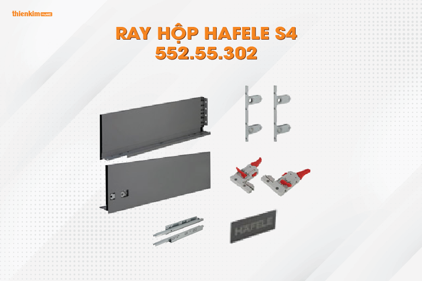 Ray hộp Hafele S4 chức năng giảm chấn màu xám 552.55.302